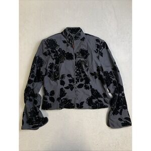 JS Collection Women's Size Black Coat 12 Buttons Shoulder Pads Light Jacket